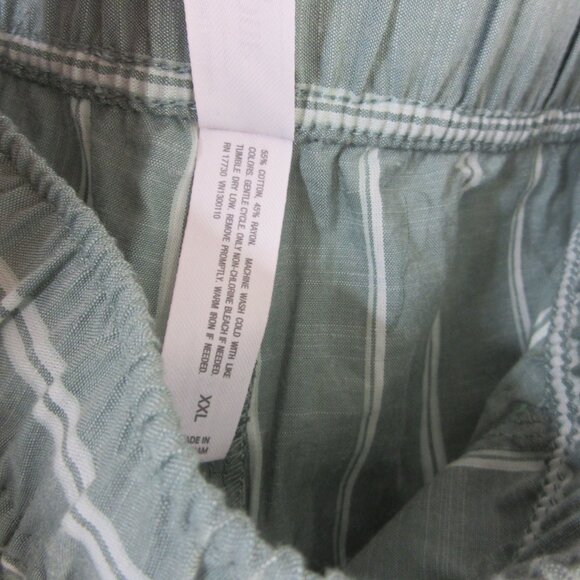 Auden Pajama Set 2 pc. Sage Green White Striped Shorts Button Down Size XXL NWT - Picture 11 of 13